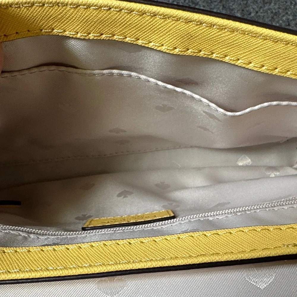 Kate Spade New York Yellow Saffiano Leather Crossbody Bag with Chain‎ Strap